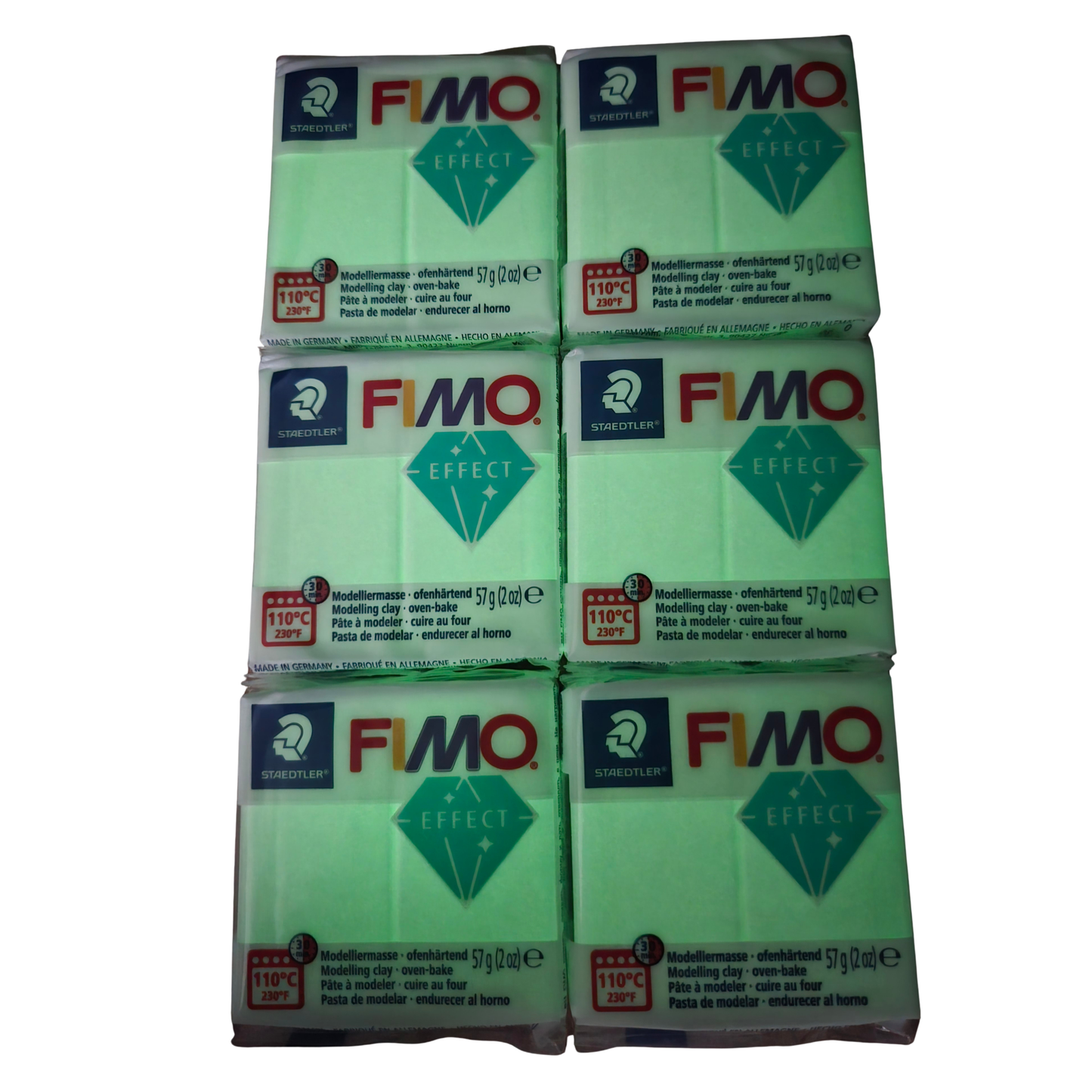 Pack of 6 x FIMO Effect - Glow-in-the-dark 041 (57g)
